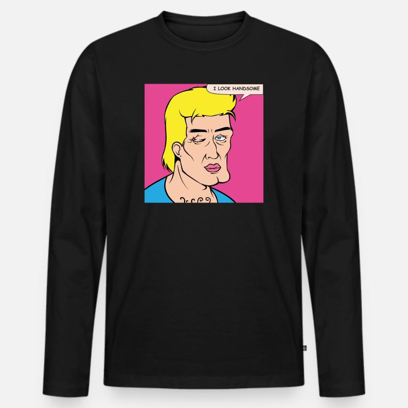 Pop-Art Selbstlob im Comicstil - Männer Premium Bio Langarmshirt - Schwarz