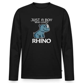 Rhino Rhinoceros - Men's Premium Organic Long Sleeve Shirt - black - Front - Nico (187cm)