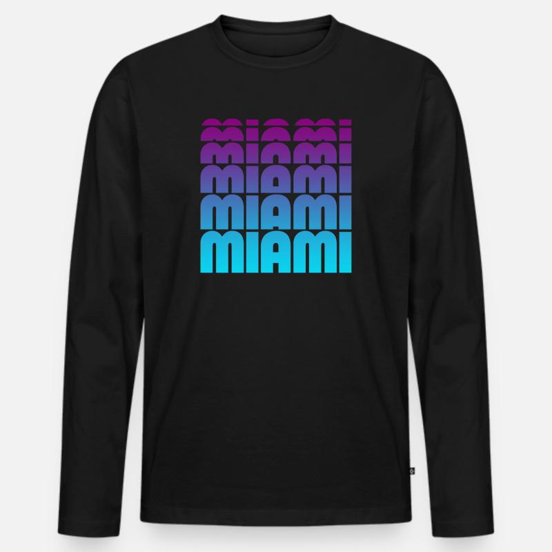 Miami Gradient Grid - Männer Premium Bio Langarmshirt - Schwarz