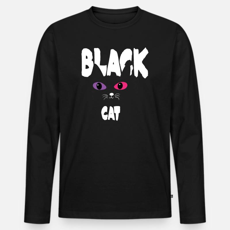 Schwarz Weiße Katze - Männer Premium Bio Langarmshirt - Schwarz