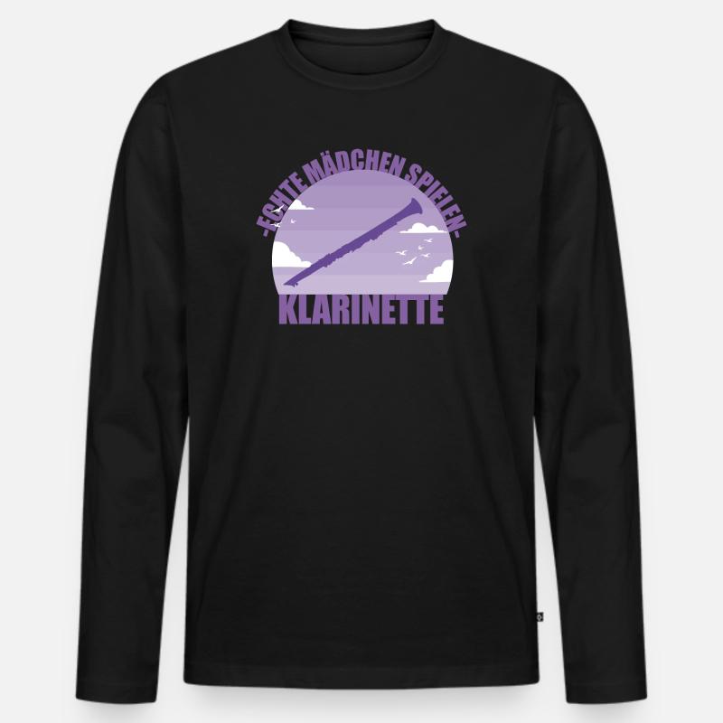 Klarinette Musikerin Instrument Mädchen Geschenk - Männer Premium Bio Langarmshirt - Schwarz