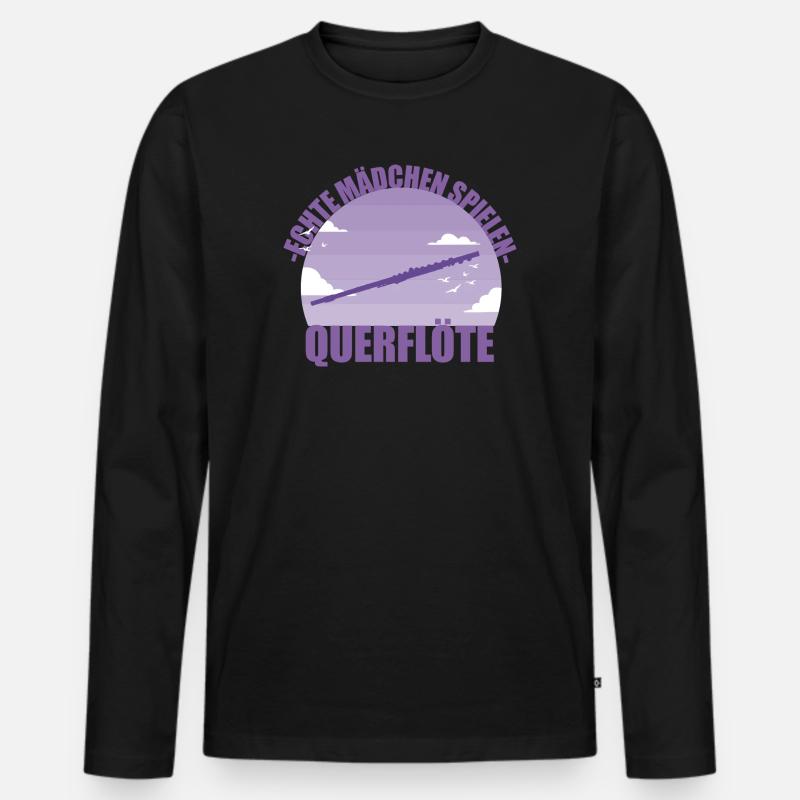 Querflöte Musikerin Instrument Mädchen Geschenk - Männer Premium Bio Langarmshirt - Schwarz