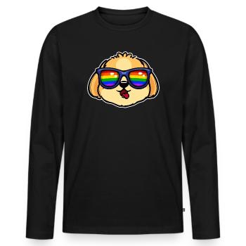 Lgbt Rainbow Cool Dog Right Gay - Men's Premium Organic Long Sleeve Shirt - black - Front - Nico (187cm)