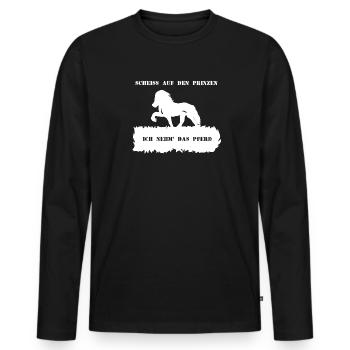 Spruch 6 mit Pferd 1 weiß - Männer Premium Bio Langarmshirt - Schwarz - Vorne - Nico (187cm)