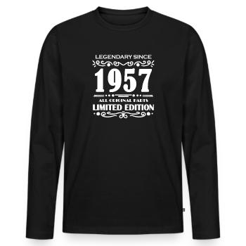 1957 - Année 1957 - Année de construction 1957 - T-shirt manches longues Premium bio Homme - noir - Devant - Nico (187cm)