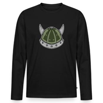 Wikinger Helm - Männer Premium Bio Langarmshirt - Schwarz - Vorne - Nico (187cm)