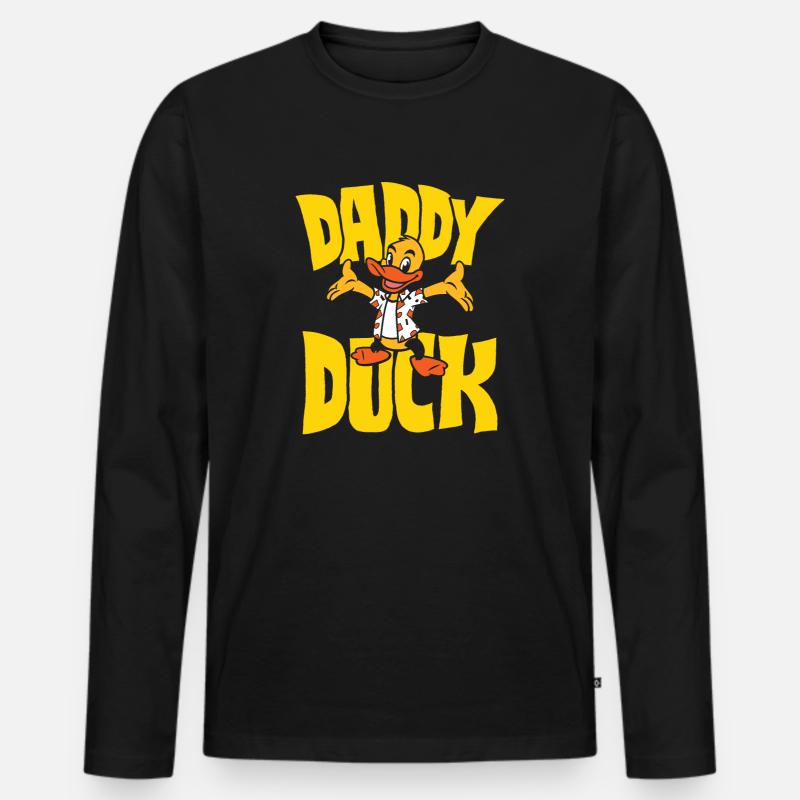Daddy Duck - Männer Premium Bio Langarmshirt - Schwarz