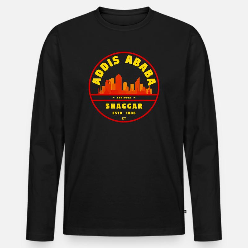 Addis Ababa Skyline Emblem - Männer Premium Bio Langarmshirt - Schwarz