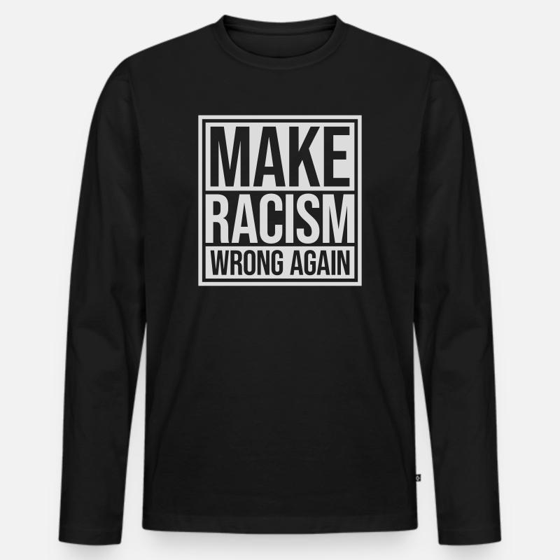make racism wrong again - Männer Premium Bio Langarmshirt - Schwarz