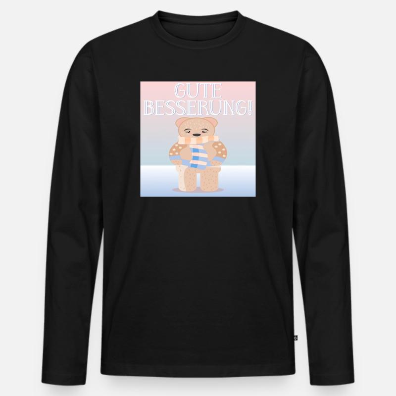 Gute Besserung - KINDER FIEBER - Männer Premium Bio Langarmshirt - Schwarz
