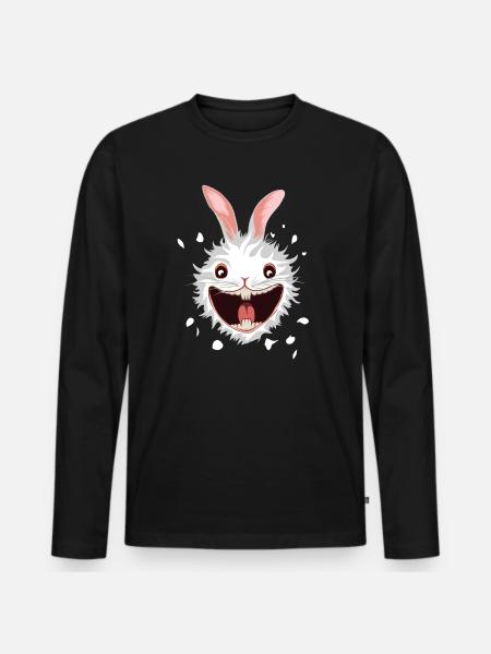 White Rabbit Head - Men's Premium Organic Long Sleeve Shirt - black
