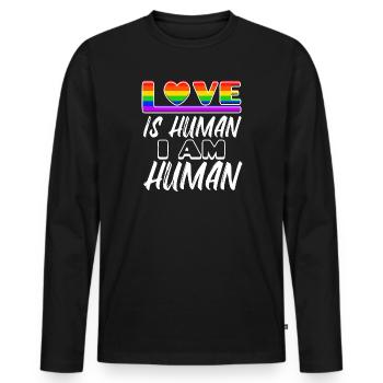 Human Rights Lgbt Love Heart Statement Homo - Men's Premium Organic Long Sleeve Shirt - black - Front - Nico (187cm)