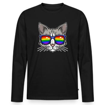 Lesbian Bisexual Relationship Cool Lgbt Cat - Men's Premium Organic Long Sleeve Shirt - black - Front - Nico (187cm)