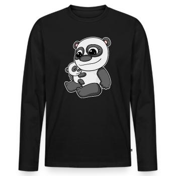 Famille - Panda avec bébé panda - T-shirt manches longues Premium bio Homme - noir - Devant - Nico (187cm)