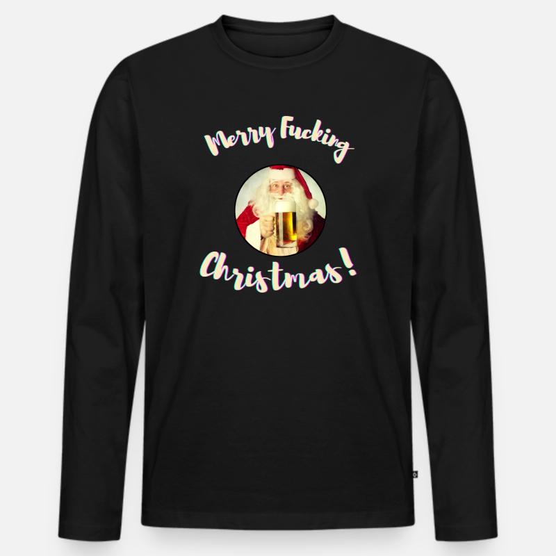 Frohe verdammte Weihnachten! (Unzensiert) - Männer Premium Bio Langarmshirt - Schwarz