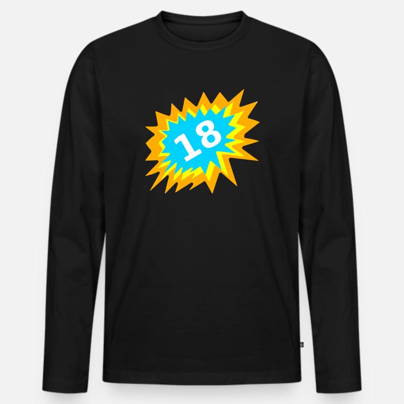 beste geschenkidee, 18 bunt - Männer Premium Bio Langarmshirt - Schwarz