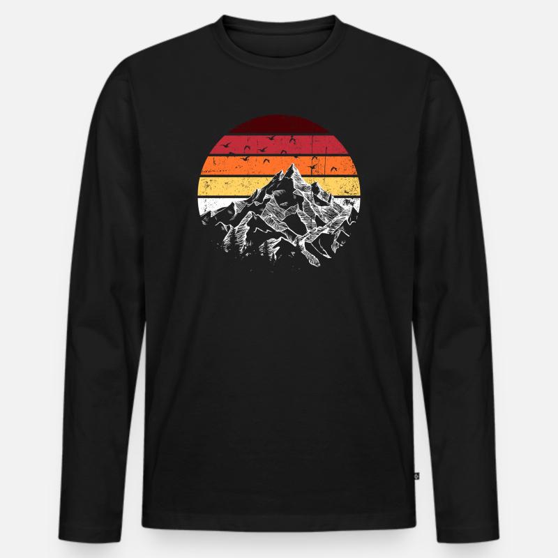 Sunset Ridge Bergkreis - Männer Premium Bio Langarmshirt - Schwarz