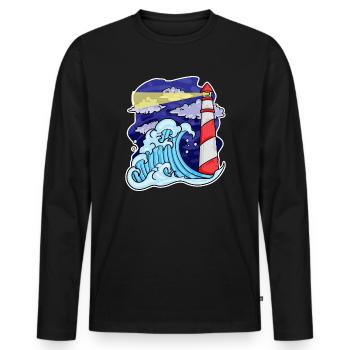 Phare Côte Mer Mer - T-shirt manches longues Premium bio Homme - noir - Devant - Nico (187cm)