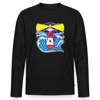 Phare Côte Mer Mer - T-shirt manches longues Premium bio Homme - noir - Devant - Nico (187cm)