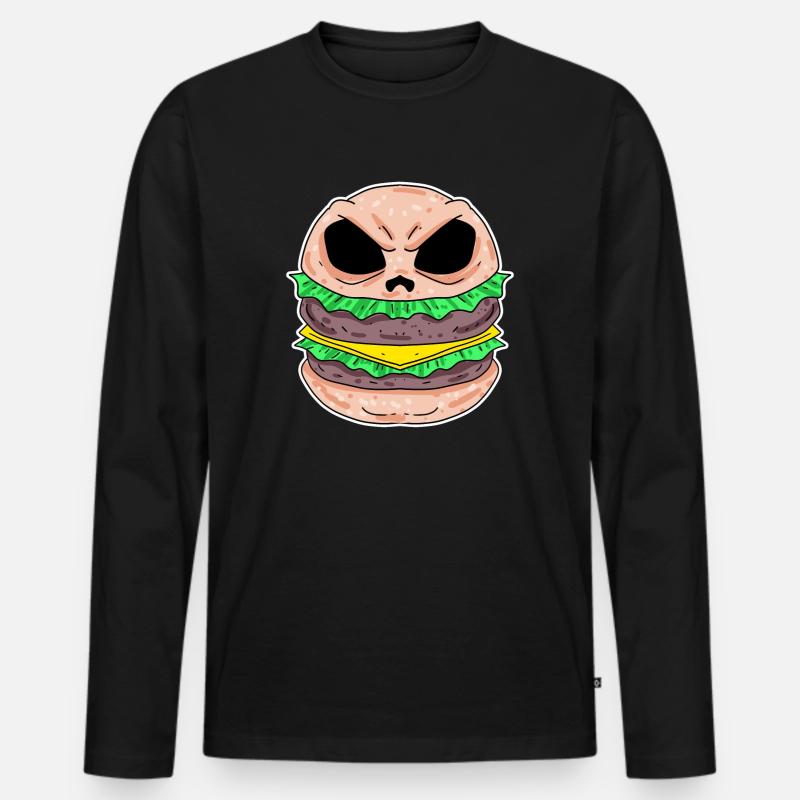 Schädel Burger - Männer Premium Bio Langarmshirt - Schwarz