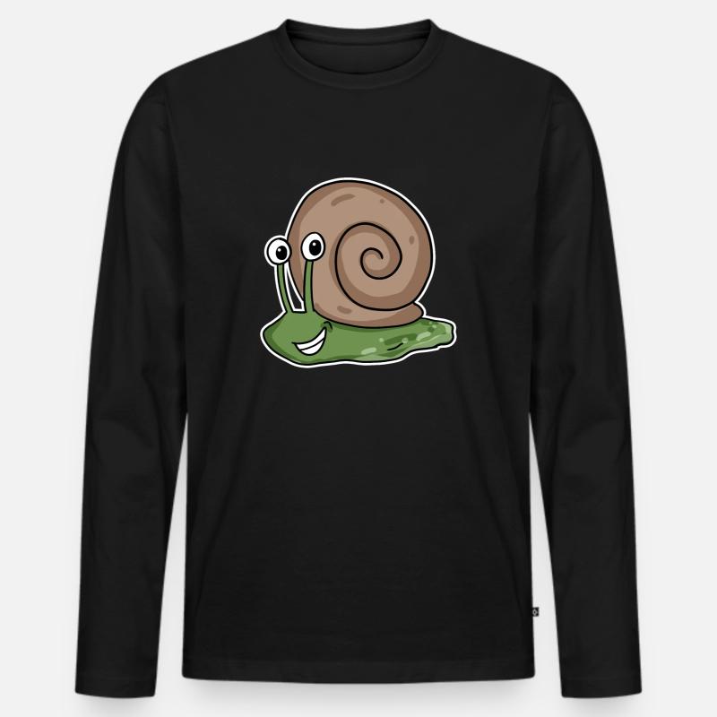 Schnecke - Männer Premium Bio Langarmshirt - Schwarz