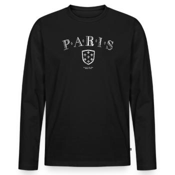 Paris France - T-shirt manches longues Premium bio Homme - noir - Devant - Nico (187cm)