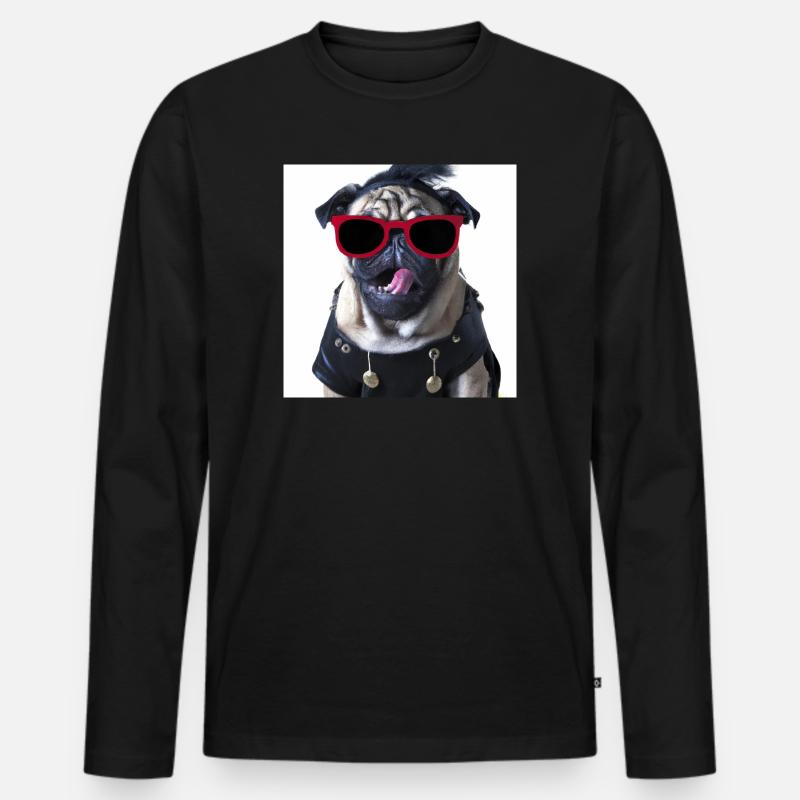 punk mops - Männer Premium Bio Langarmshirt - Schwarz