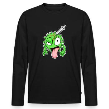 Virus Impfung - Männer Premium Bio Langarmshirt - Schwarz - Vorne - Nico (187cm)