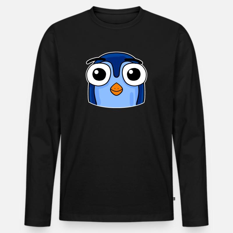 Pinguin Kopf - Männer Premium Bio Langarmshirt - Schwarz