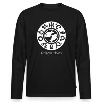 Sternzeichen Fische 003 weiß - Männer Premium Bio Langarmshirt - Schwarz - Vorne - Nico (187cm)