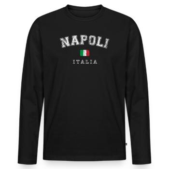 Napoli Italy - Men's Premium Organic Long Sleeve Shirt - black - Front - Nico (187cm)