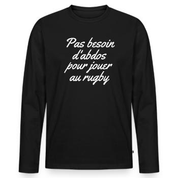rugby, rugby sport, rugby humour - T-shirt manches longues Premium bio Homme - noir - Devant - Nico (187cm)