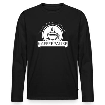 Kaffeepause - weiß - Männer Premium Bio Langarmshirt - Schwarz - Vorne - Nico (187cm)