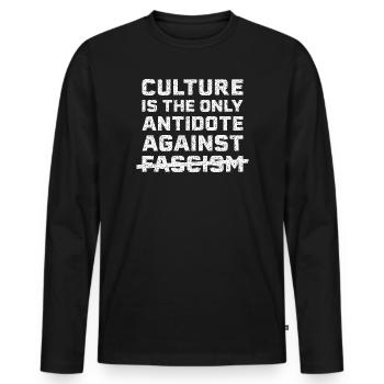 Kultur gegen Faschismus - Männer Premium Bio Langarmshirt - Schwarz - Vorne - Nico (187cm)