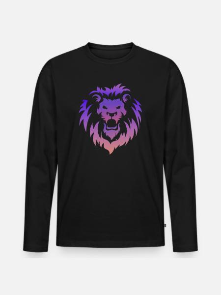 Lion Tribal Tattoo Art - Men's Premium Organic Long Sleeve Shirt - black