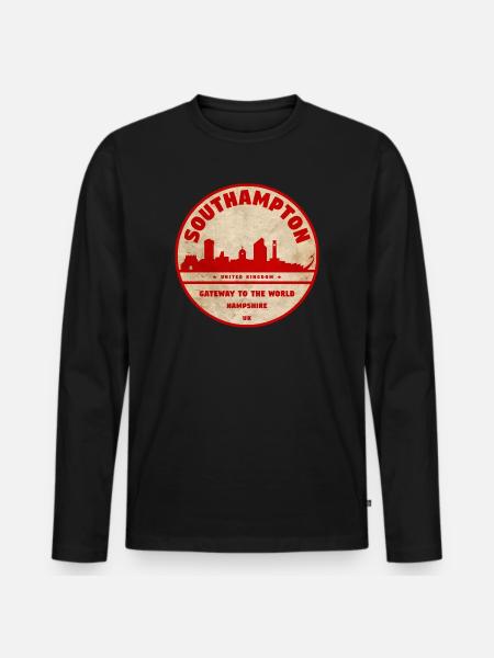 Southampton Skyline Abzeichen - Männer Premium Bio Langarmshirt - Schwarz