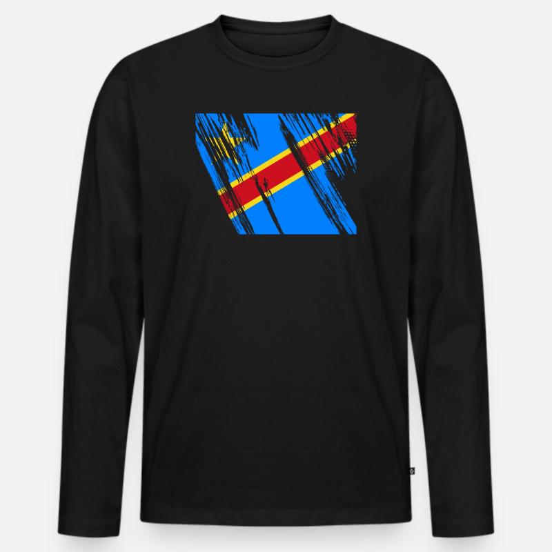 Kongo Flagge - Männer Premium Bio Langarmshirt - Schwarz