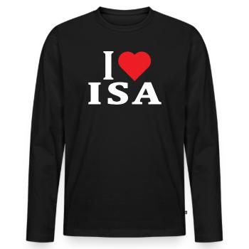 T-Shirt I love Isa T-Shirt Geschenkidee - Männer Premium Bio Langarmshirt - Schwarz - Vorne - Nico (187cm)