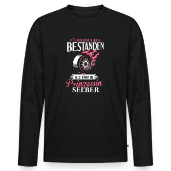 Führerschein Bestanden Prinzessin Selber - Männer Premium Bio Langarmshirt - Schwarz - Vorne - Nico (187cm)