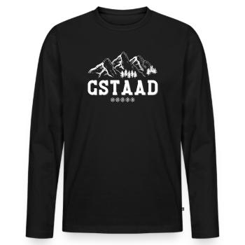 Gstaad, Skigebiet, Wintersport - Männer Premium Bio Langarmshirt - Schwarz - Vorne - Nico (187cm)