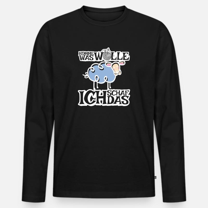 Komme was Wolle ich Schaf das - Männer Premium Bio Langarmshirt - Schwarz