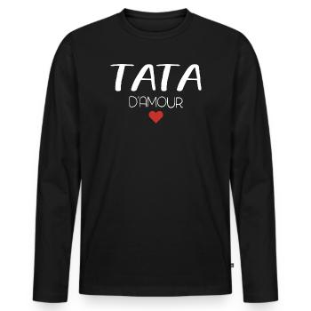 super tata d'amour pour toujours cadeau - T-shirt manches longues Premium bio Homme - noir - Devant - Nico (187cm)