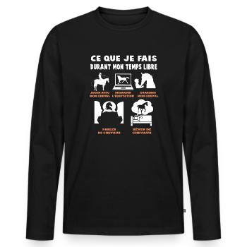 jeux video Gamer Geek Drôle cheval poney meme - T-shirt manches longues Premium bio Homme - noir - Devant - Nico (187cm)
