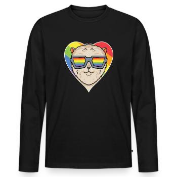 Rainbow - Dog with glasses - Miniature Spitz - Men's Premium Organic Long Sleeve Shirt - black - Front - Nico (187cm)