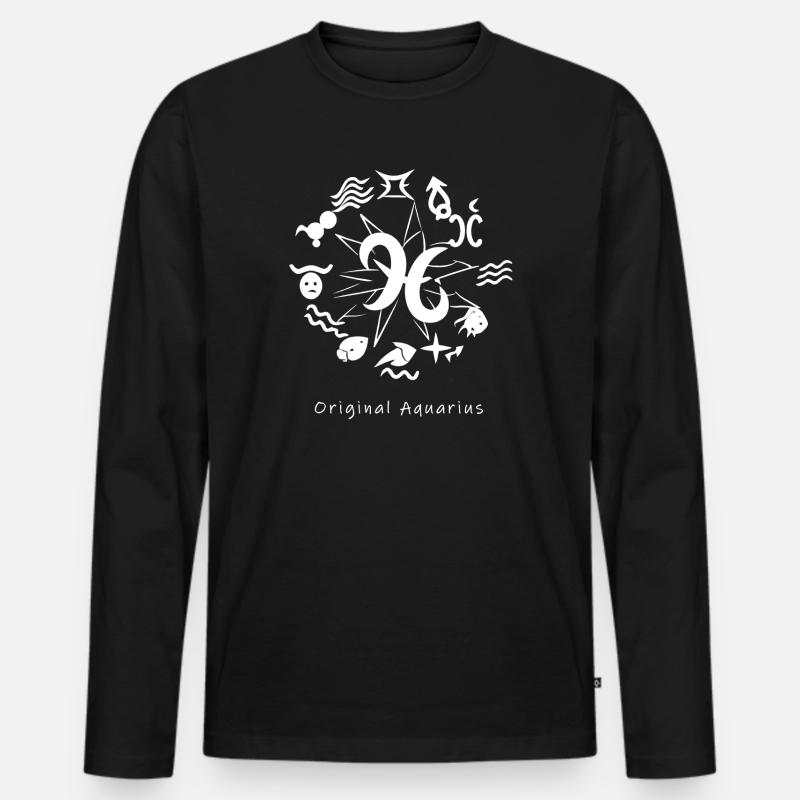Sternzeichen Wassermann 003 weiß - Männer Premium Bio Langarmshirt - Schwarz