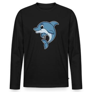 Delfin Familie - Delfin mit Baby - Delfin Motiv - Männer Premium Bio Langarmshirt - Schwarz - Vorne - Nico (187cm)