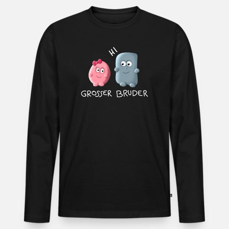 Grosser Bruder - Männer Premium Bio Langarmshirt - Schwarz
