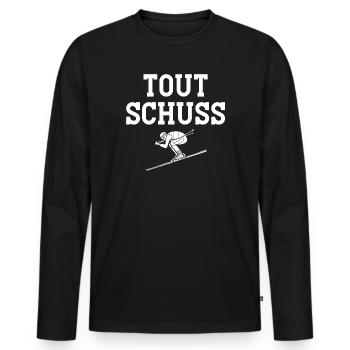 ski, station de ski, domaine skiable - T-shirt manches longues Premium bio Homme - noir - Devant - Nico (187cm)