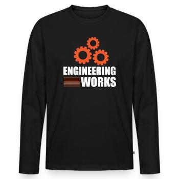 Engineering Works - Men's Premium Organic Long Sleeve Shirt - black - Front - Nico (187cm)