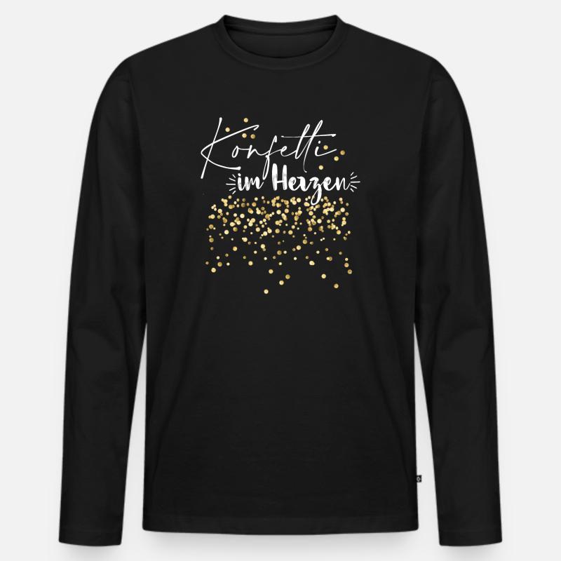 Konfetti im Herzen - Männer Premium Bio Langarmshirt - Schwarz